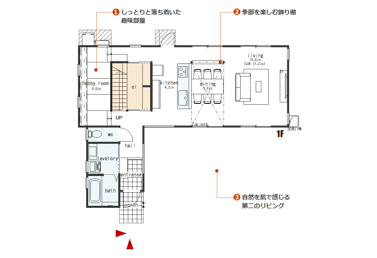 第二のリビングがあるL型の家【南・西玄関】 ハウスプラン100 ダウンロード