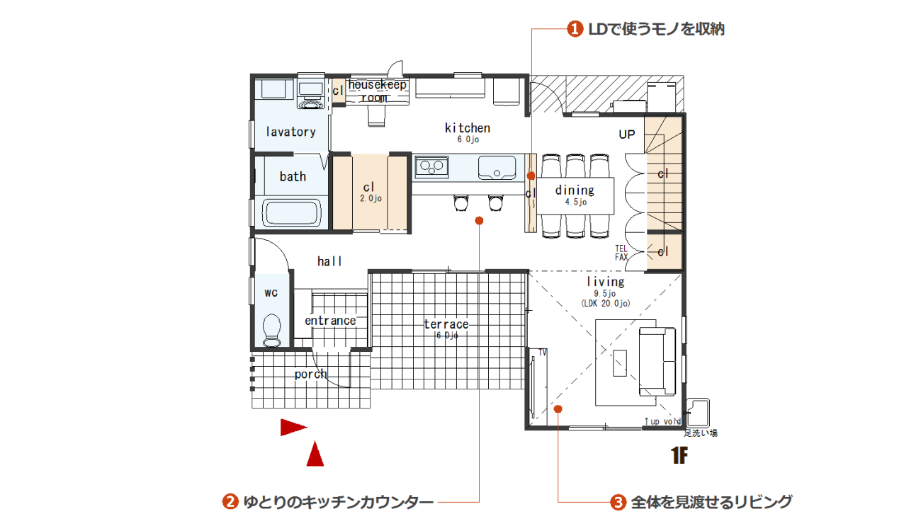 リビングから全体を見渡せるコの字型の家【南・西玄関】 ハウスプラン100 ダウンロード