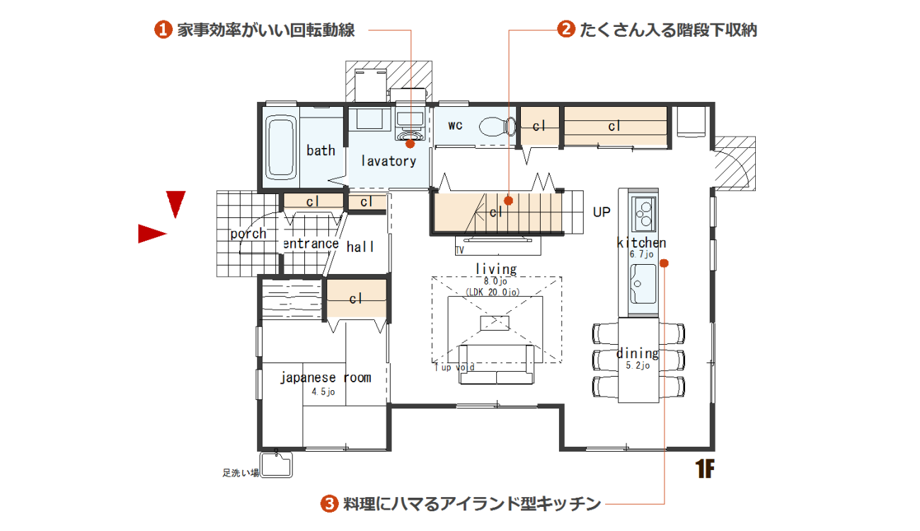 アイランド型キッチンの家族で料理にハマる家【北・西玄関】 ハウスプラン100 ダウンロード