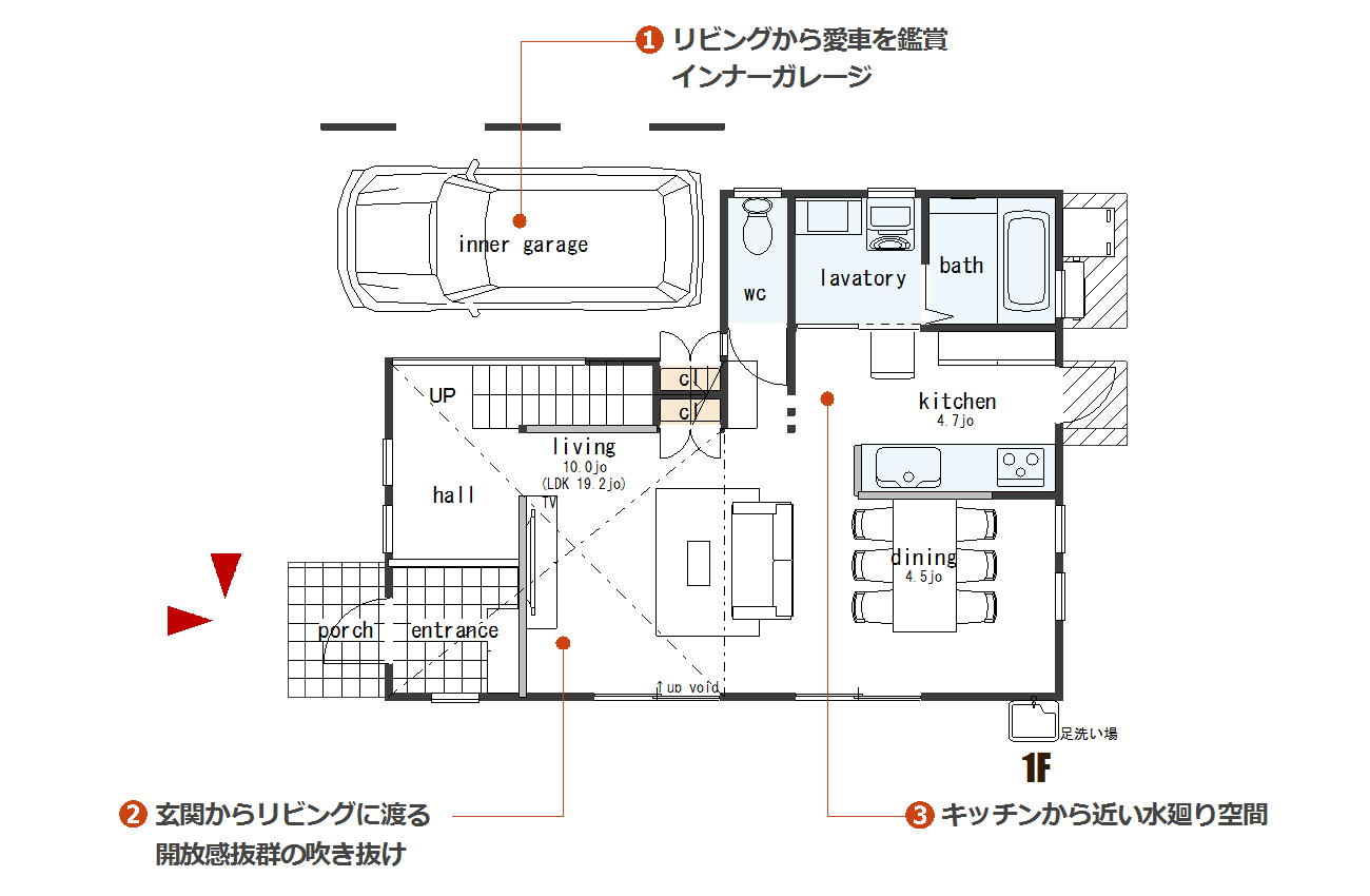 好きなものと暮らすインナーガレージの家【北・西玄関】 ハウスプラン100 ダウンロード